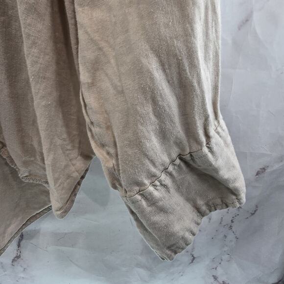 Anthropologie Shirt Womens 3X Beige Brown Button Up Linen Maeve Long Bennet - Picture 4 of 12